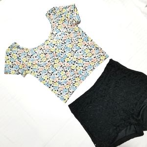 Floral Tee Crop Top